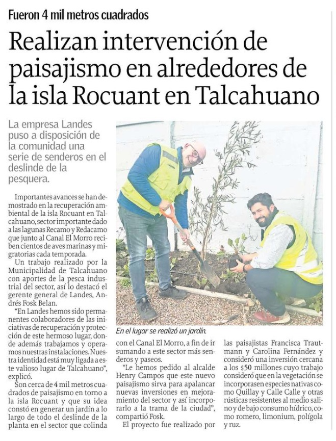 Realizan intervención de paisajismo en alrededores de la isla Rocuant en Talcahuano