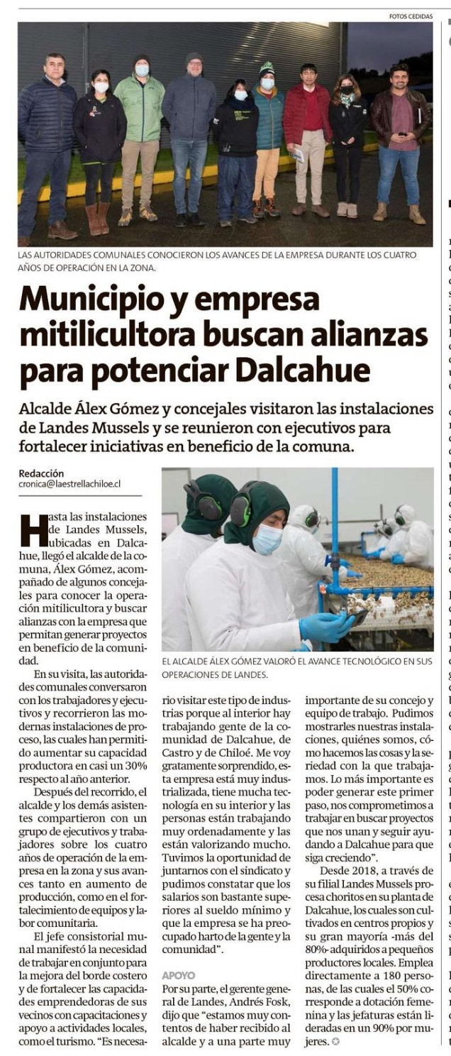 Municipios y empresa mitilicultora buscan alianzas para potenciar Dalcahue